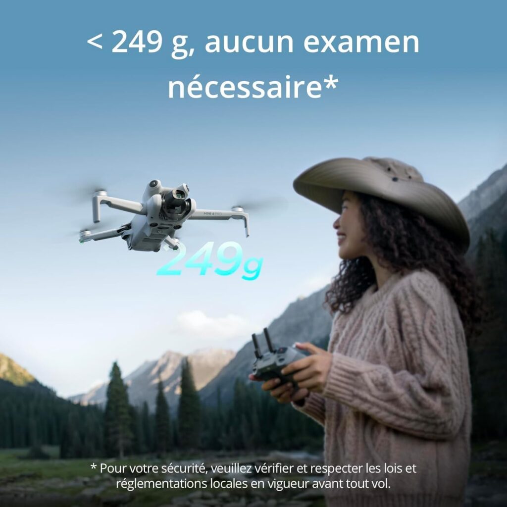Drone pliable DJI Mini 4K Fly More Combo – Blanc – Autonomie 31 min – Portée +1000 m