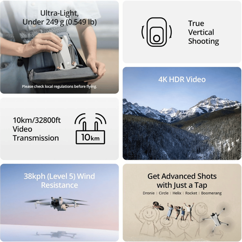 Drone – DJI – Mini 3 – Caméra 4K – Autonomie 38 min – Ultra-léger et compact