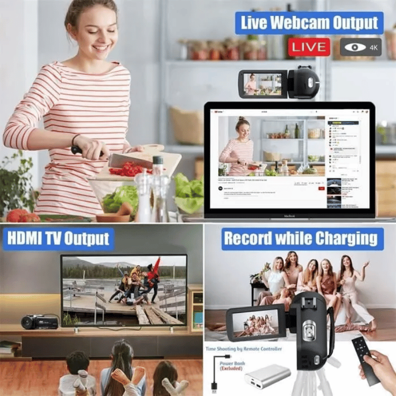 Caméscope 4K – BAZARLAND30 – Professionnel – 48MP – WiFi – Vision Nocturne