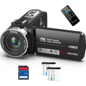 BAZARLAND30.Caméscope 4K Caméra vidéo 48MP 30FPS Vision Nocturne Infrarouge Zoom Numérique 18X