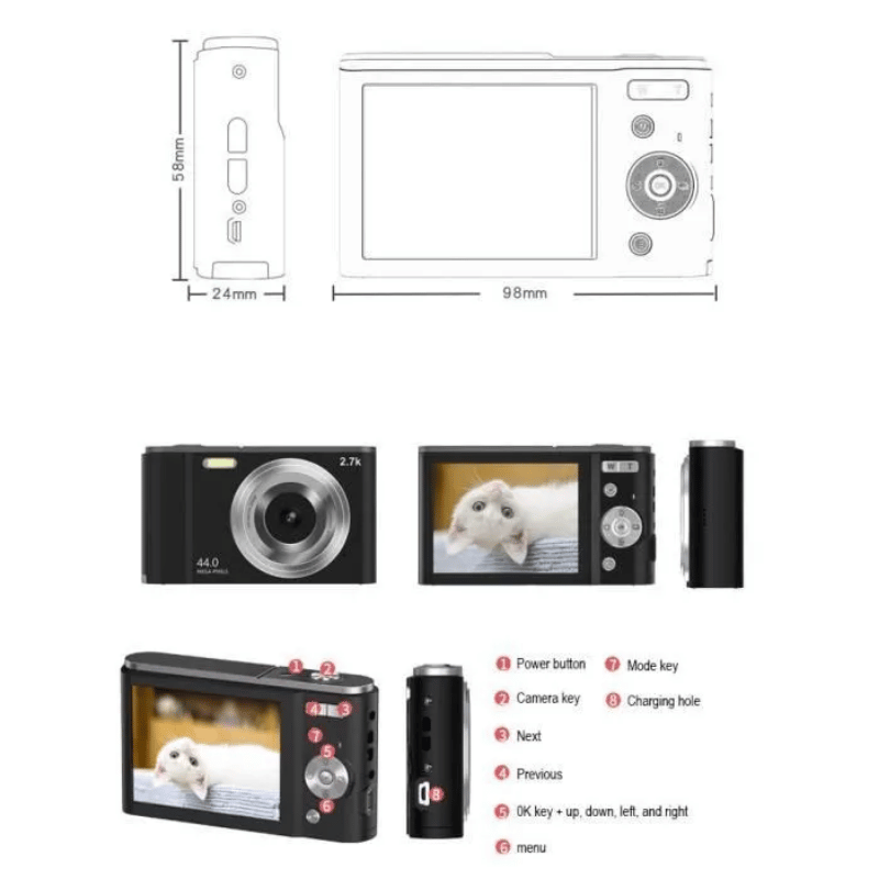 Appareil photo numérique – INF – 48MP – 16x Zoom – Écran 2,8 pouces – Compact et portable