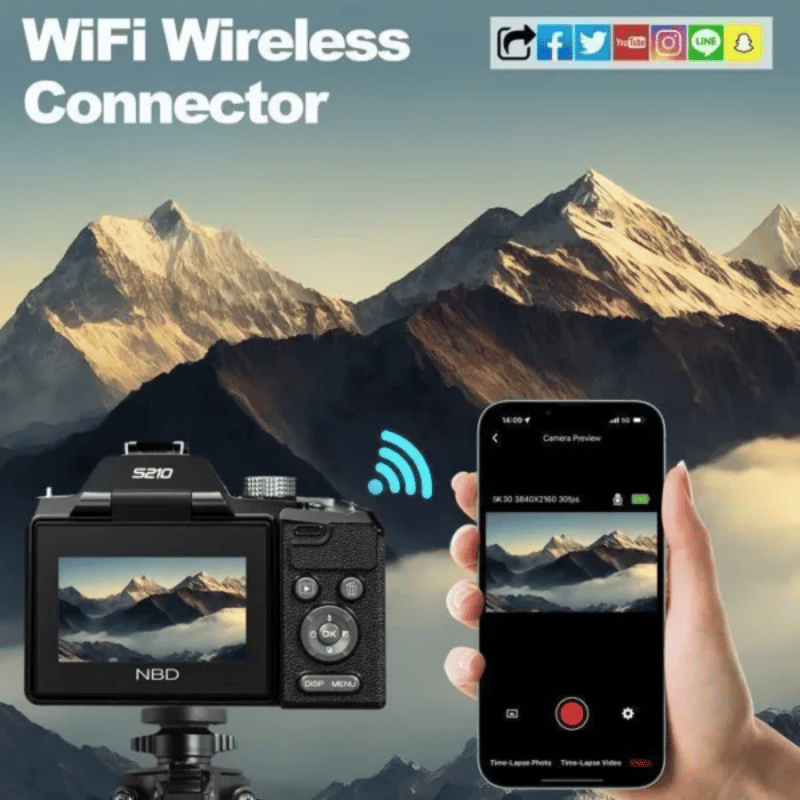Appareil photo numérique – Non spécifié – 5K – 64mp – Zoom 16x – Écran 3,0 pouces 180°