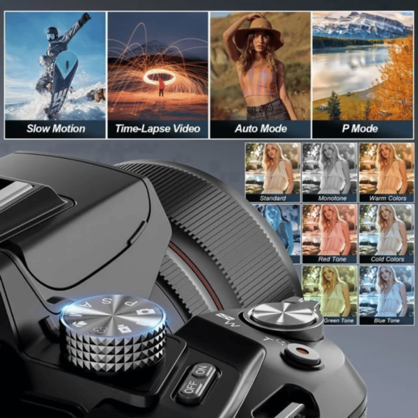 Appareil photo numérique – Non spécifié – 5K – 64mp – Zoom 16x – Écran 3,0 pouces 180°