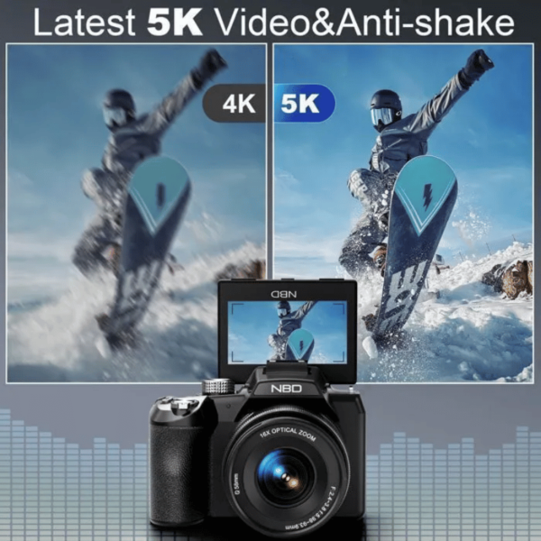 Appareil photo numérique – Non spécifié – 5K – 64mp – Zoom 16x – Écran 3,0 pouces 180°