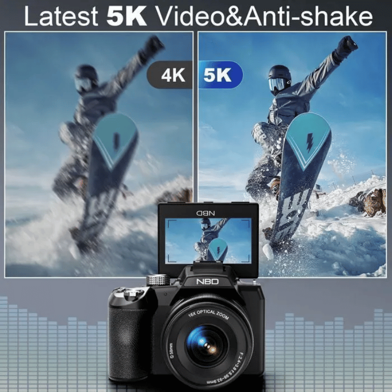 Appareil photo numérique – Non spécifié – 5K – 64mp – Zoom 16x – Écran 3,0 pouces 180°