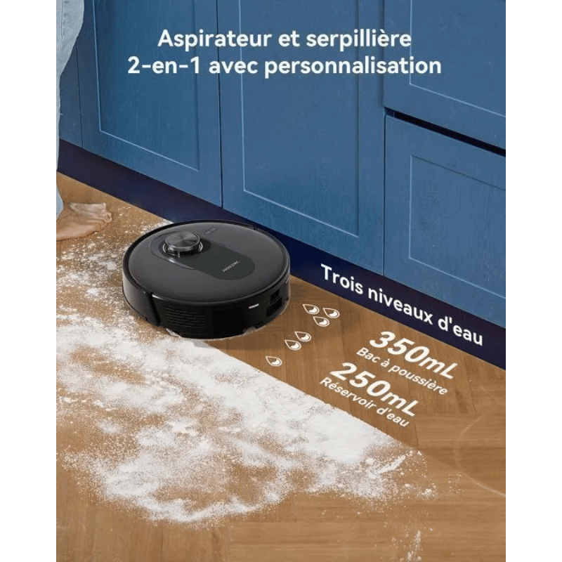 Proscenic Q8 Max- Aspirateur Robot Laveur 2 en 1 – 6000Pa – Station Auto-Vidage3L – 200 Min – Navigation LiDAR – Connecté Alexa,