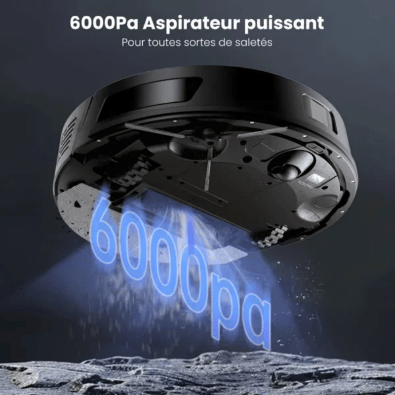 Proscenic Q8 Max- Aspirateur Robot Laveur 2 en 1 – 6000Pa – Station Auto-Vidage3L – 200 Min – Navigation LiDAR – Connecté Alexa,