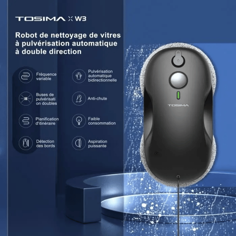 TOSIMA W3 Robot Nettoyeur Vitre – Gicler l’eau Automatique – Télécommandé