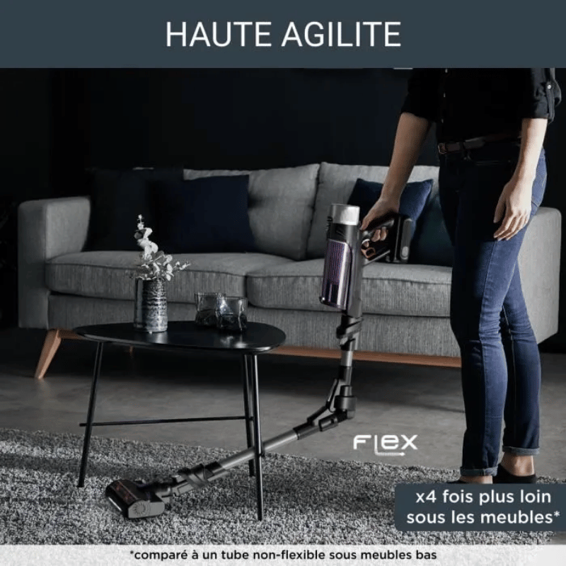 ROWENTA X-Force Flex 9.60 Allergie Aspirateur balai sans fil multifonction, Tube Flex, Performant, Léger, Batterie amovible RH2038WO