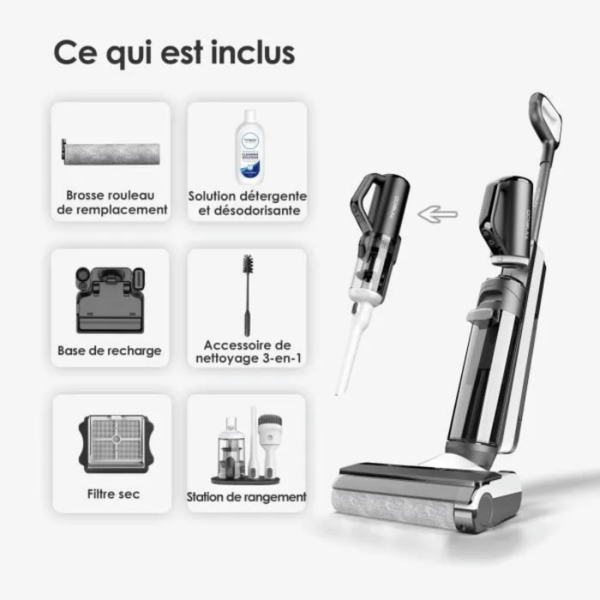 Aspirateur Lavant Tineco Floor One S5 Combo – Aspirateur Sans Fil Eau/Poussière – Aspirateur à main – Nettoyage des coins amélioré