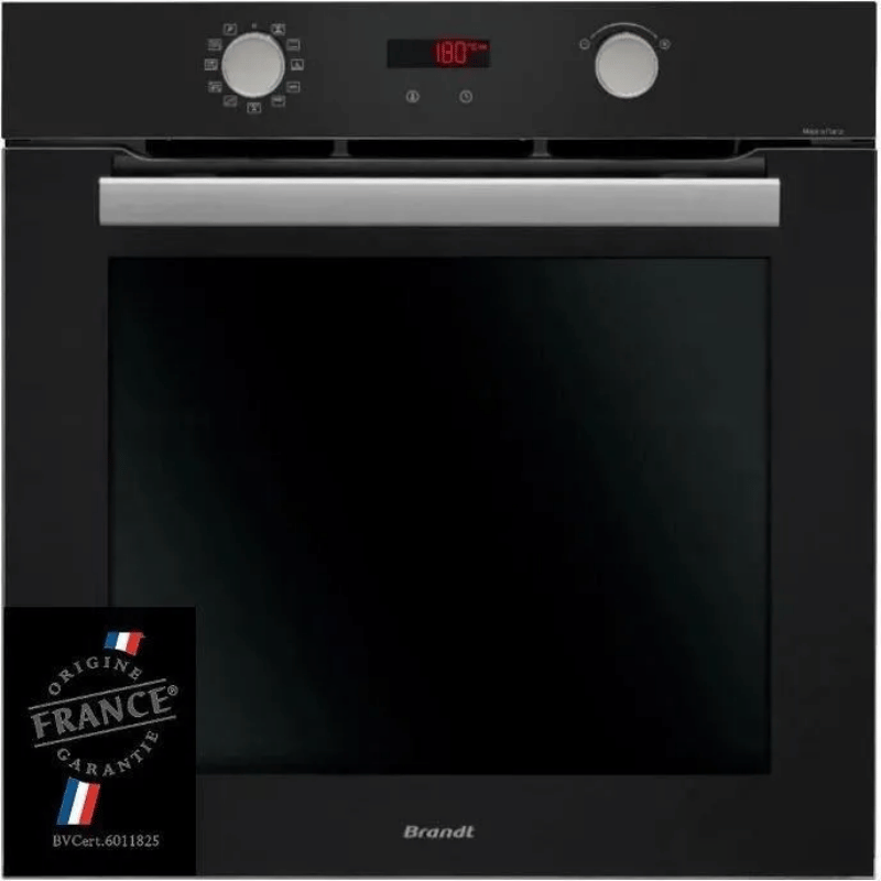 Four encastrable pyrolyse BRANDT BXP5559B – Noir – Multifonction – Porte froide – 67l – Fonctions vapeur