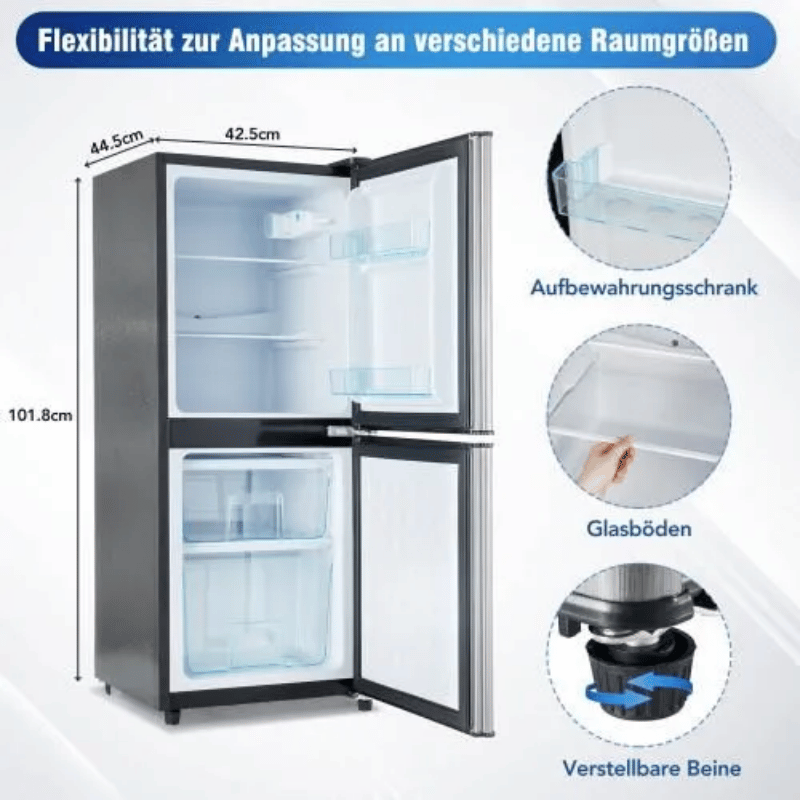Réfrigérateur bi-zone basse consommation 106L réfrigérateur 60L + congélateur 4 étoiles 46L, 7 réglages de température éclairage