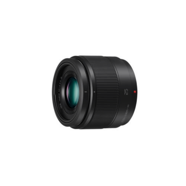 Kit accessoires pour Lumix Micro 4/3 : Objectif à focale fixe Lumix 25 mm F1.7 + Micro Vidéomicro 2 Noir et Rouge