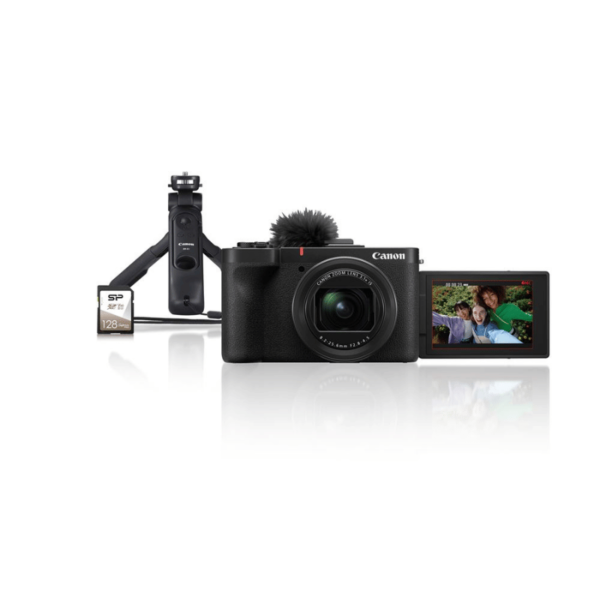 Kit Appareil photo compact Vlogging Canon PowerShot V1 + Trépied HG-100TBR + Télécommande sans-fil BR-E1 + SD 128Go