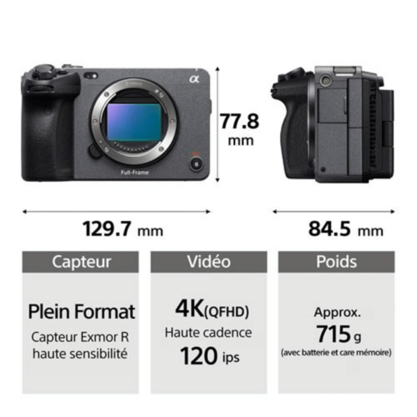 Caméra vidéo plein format Sony Alpha FX3 nu anthracite