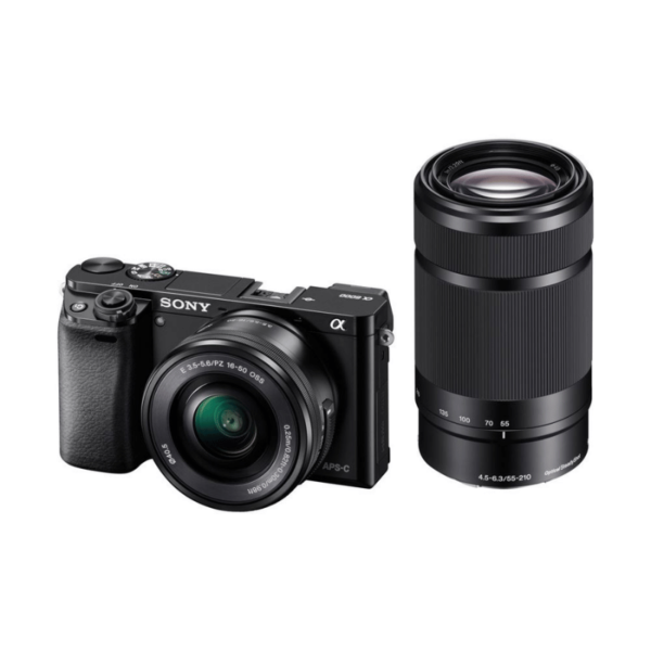 Appareil photo hybride Sony Alpha A6000 noir + E PZ 16-50mm f/3.5-5.6 OSS + E 55-210mm f/4.5-6.3 OSS Reconditionné